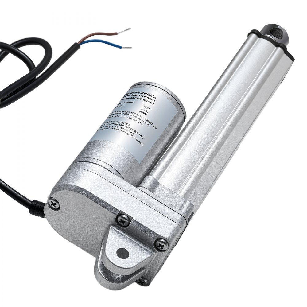 Actuator liniar VEVOR 12V, cursă 101,6 mm, actuator liniar impermeabil IP65, actuatoare de mișcare 3000N 5 mm/s cu suporturi de montare pentru trackere solare, utilaje industriale, deschizător de uși