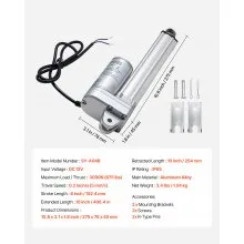 VEVOR 12V Linear Actuator, 6 Inch IP65 Waterproof Linear Actuator, 675lbs/3000N 0.2"/s Motion Actuators with Mounting Brackets for Outdoor Use