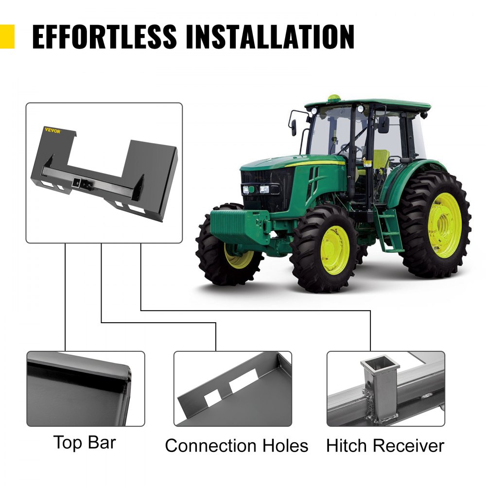 VEVOR Universal Skid Steer Mount Plate 1/4" Thick Skid Steer Plate Attachment 3000LBS Weight Capacity Quick Attach Mount Plate Steel Adapter Loader Easy to Weld or Bolt to Different Accessories Gray