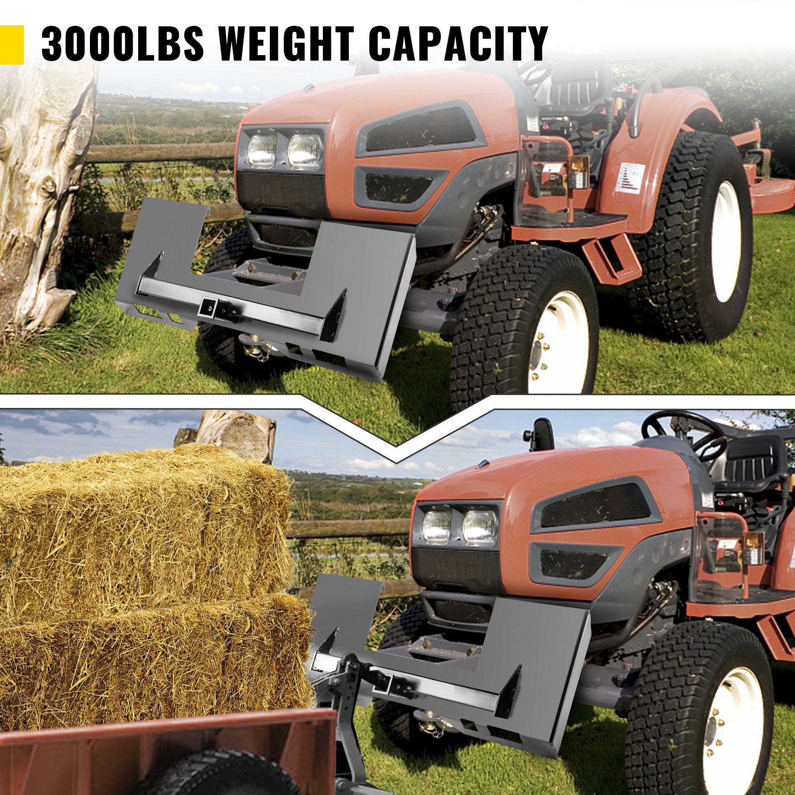 VEVOR Universal Skid Steer Mount Plate 6.35mm Thick Skid Steer Plate Attachment1360.78kgWeight Capacity Quick Attach Mount Plate Steel Adapter Loader Easy to Weld or Bolt to Different Accessories Gray