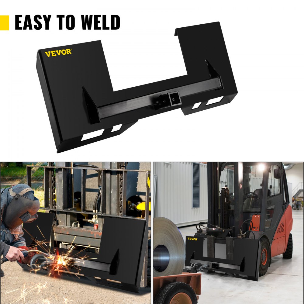 Placa de montaje universal VEVOR para minicargadora de 1/4" de grosor, capacidad de peso de 3000 lb, placa de montaje de conexión rápida, adaptador de acero, cargador, fácil de soldar o atornillar a diferentes accesorios, color negro.