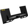 black VEVOR skid steer mount plate with yellow VEVOR logo on the upper left corner.