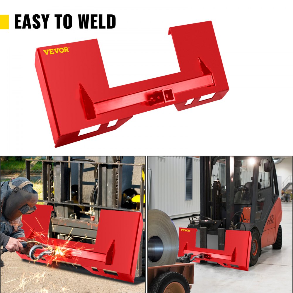VEVOR Universal Skid Steer Mount Plate 1/4" Thick Skid Steer Plate Attachment 3000LBS Weight Capacity Quick Attach Mount Plate Steel Adapter Loader Easy to Weld or Bolt to Different Accessories Red