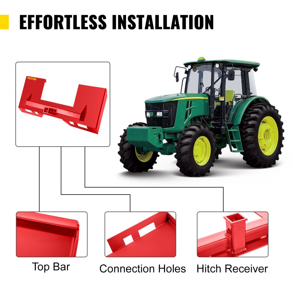VEVOR Universal Skid Steer Mount Plate 1/4" Thick Skid Steer Plate Attachment 3000LBS Weight Capacity Quick Attach Mount Plate Steel Adapter Loader Easy to Weld or Bolt to Different Accessories Red