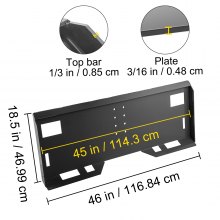 VEVOR Universal Quick Tach Skid Steer Mount Plate 0.48 cm Adapter Loader w/Holes