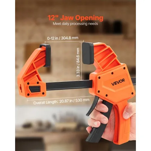 Ühekäe-kiirpitskruvide komplekt 2 tk, 30,5 cm, 154 kg, oranž — pilt 3
