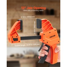 Bar Clamps for Woodworking 2-Pack 12 inch One-Handed Clamp/Spreader 340 lbs Load