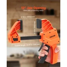 Bar Clamps for Woodworking 2-Pack 12 inch One-Handed Clamp/Spreader 340 lbs Load