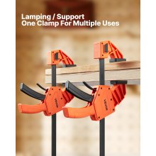 Bar Clamps for Woodworking 2-Pack 12 inch One-Handed Clamp/Spreader 340 lbs Load