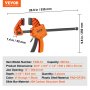 VEVOR Bar Clamps for Woodworking, 2-Pack 12" One-Handed Clamp/Spreader, Quick-Change F Clamp with 300 lbs Load Limit, High-strength Plastic and Carbon Steel, Wood clamps for Woodworking Metal working