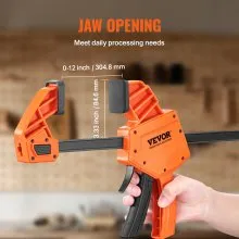 VEVOR Bar Clamps for Woodworking, 2-Pack 12" One-Handed Clamp/Spreader, Quick-Change F Clamp with 300 lbs Load Limit, High-strength Plastic and Carbon Steel, Wood clamps for Woodworking Metal working