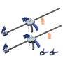 Bar Clamps for Woodworking 2-Pack 24 inch One-Handed Clamp/Spreader 340 lbs Load