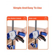 Bar Clamps for Woodworking 2-Pack 24 inch One-Handed Clamp/Spreader 340 lbs Load