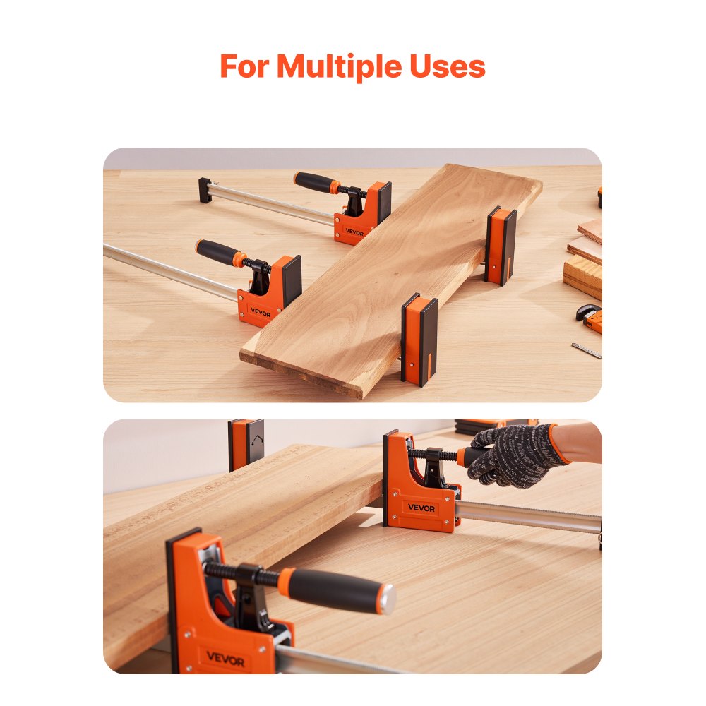 VEVOR Bar Clamps for Woodworking, 2-Pack 60.96 cm Parallel Clamp Set, F-Clamp with 680 kg Load Limit, Even Pressure, High-strength Plastic and Carbon Steel, for Woodworking Metal Working, Orange