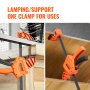 VEVOR Bar Clamps for Woodworking, 2-Pack 24" One-Handed Clamp/Spreader, Quick-Change F Clamp with 300 lbs Load Limit, High-strength Plastic and Carbon Steel, Wood Clamps for Woodworking Metal Working