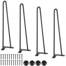 VEVOR 19" Hairpin Furniture Legs, Metal Home DIY Projects for Nightstand, Coffee Table, Desk, 500lbs Load Capacity with Rubber Floor Protectors, Metal Heavy Duty Sturdy Modern Table Legs, 4PCS Black