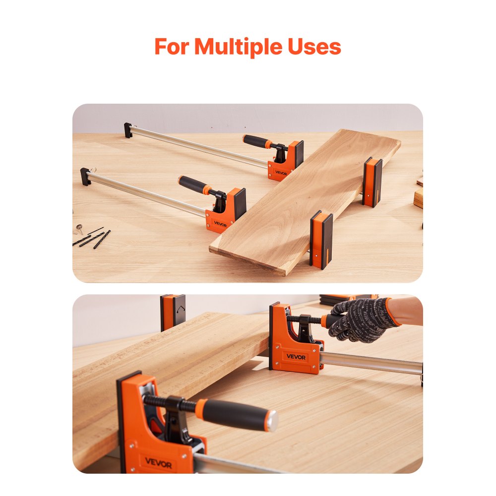 VEVOR Bar Clamps for Woodworking, 2-Pack 91.4 cm Parallel Clamp Set, F-Clamp with 680 kg Load Limit, Even Pressure, High-strength Plastic and Carbon Steel, for Woodworking Metal Working, Orange