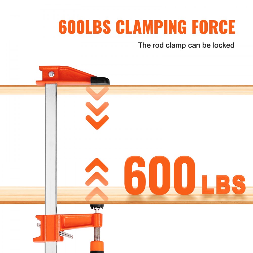 VEVOR Bar Clamps for Woodworking, 2-Pack 36" Clamp, Quick-Change F Clamp with 600 lbs Load Limit, 2.5" Throat Depth, Cast Iron and Carbon Steel, Wood Clamps for Woodworking Metal Working