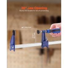 Bar Clamps for Woodworking 4-Pack 36 inch Opening Lockable F Clamp Cast Iron