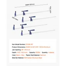 VEVOR Bar Clamps for Woodworking 4-Pcs 91.4cm Opening Lockable F Clamp Cast Iron