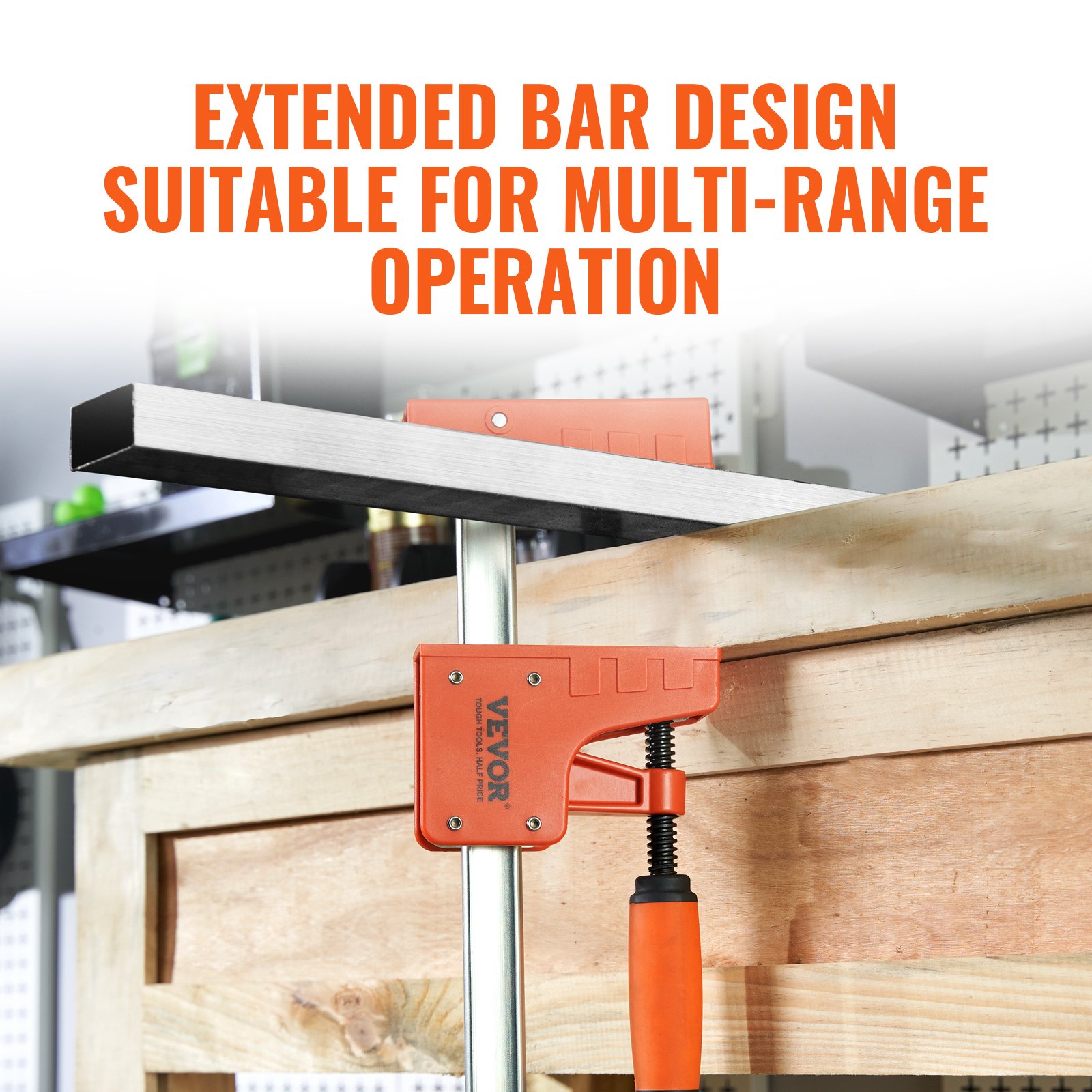 VEVOR Bar Clamps for Woodworking, 2-Pack 127 cm Parallel Clamp Set, F Clamp with 499 kg Load Limit, Even Pressure, High-strength Plastic and Carbon Steel, Wood clamps for Woodworking Metal Working
