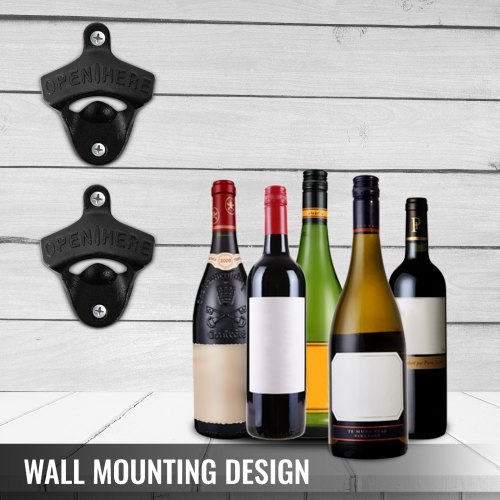 VEVOR Wall Mounted Bottle Opener Set of 100pcs Rustic Cast Iron Bottle Opener Classic Vintage Finish Bottle Openers Beer Bottle Opener for Home Bars
