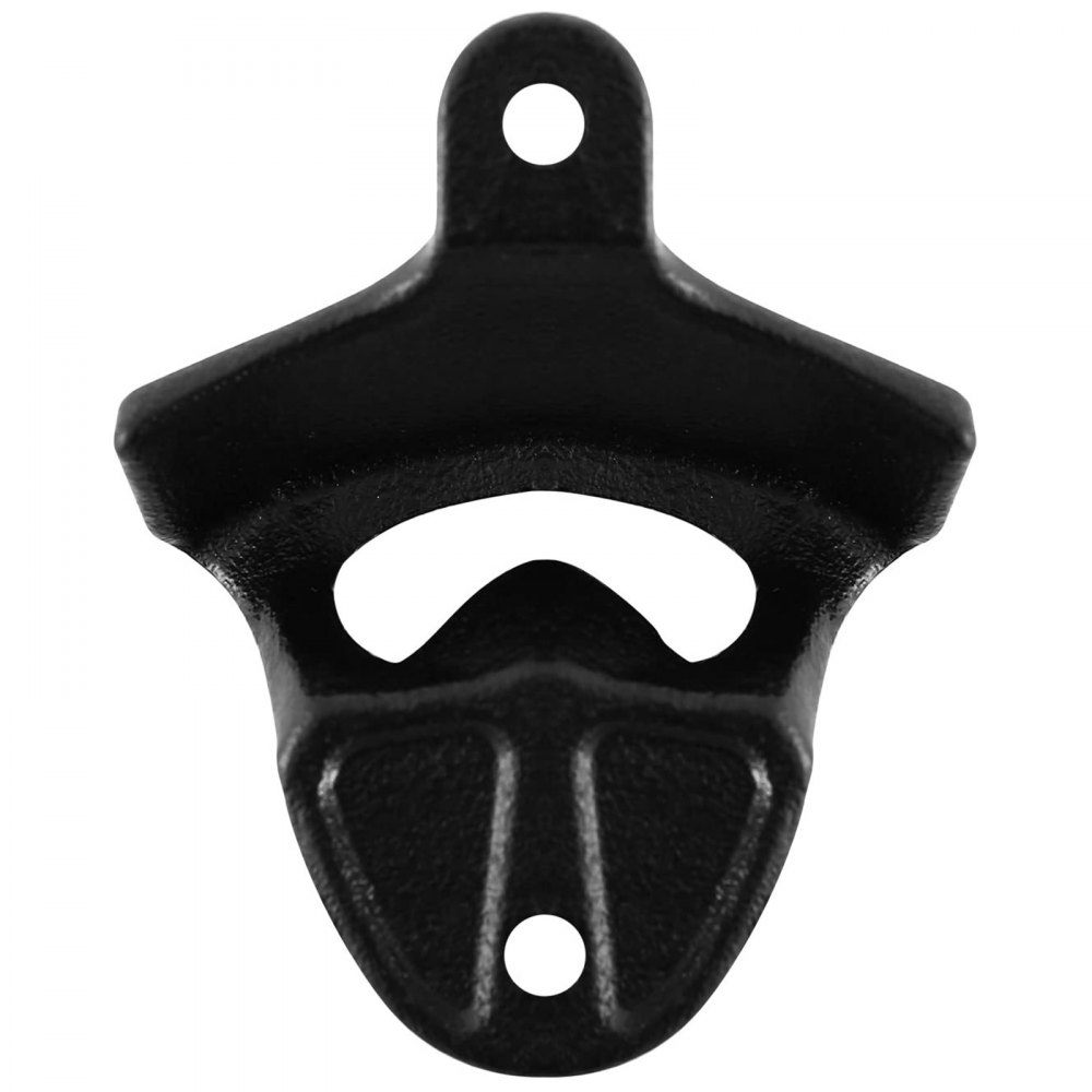 black VEVOR cast iron bottle opener with wall-mount holes.
