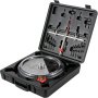 VEVOR hole saw cutter kit in a black plastic case with various drill bits and components neatly organized.