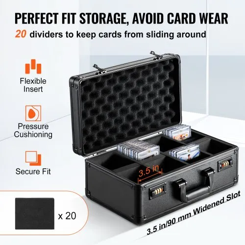 VEVOR Graded Card Storage Box, 4 Slots, Graded Sports Cards Holder Carrying Case with Coded Lock VEVOR Graded Card Storage Box, 4 Slots, Graded Sports Cards Holder Carrying Case with Coded Lock