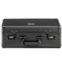 black VEVOR card storage box with dual combination locks and a sturdy handle.