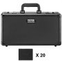 black VEVOR card storage box with handle, durable design, and twenty additional inserts included.