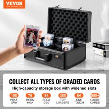VEVOR 108 PSA Graded Card Storage Box 4 Slots Sports Card Holder Case Coded Lock