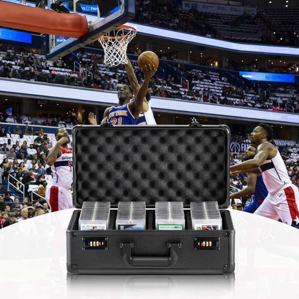 VEVOR Graded Card Storage Box, 4 Slots, Graded Sports Cards Holder Carrying Case with Coded Lock Foam Dividers, for 120 PSA Graded Cards 84 BGS Cards 96 SGC Cards 428 Top Loaders or 999+ Loose Cards