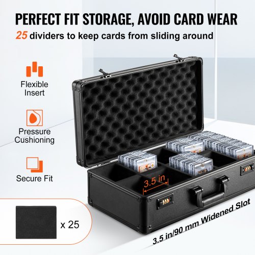 VEVOR Card Storage Box 5 Slots Graded Sports Card Holder With Coded Lock Foam Dividers Fits 162 Psa 115 Bgs 130 Sgc Cards Top Loaders Loose Cards VEVOR Card Storage Box 5 Slots Graded Sports Card Holder With Coded Lock Foam Dividers Fits 162 Psa 115 Bgs 130 Sgc Cards Top Loaders Loose Cards