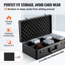 VEVOR Graded Card Storage Box, 5 Slots, Graded Sports Cards Holder Carrying Case with Coded Lock Foam Dividers, for 162 PSA Graded Cards 115 BGS Cards 130 SGC Cards 585 Top Loaders or 999+ Loose Cards
