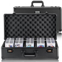 VEVOR Graded Card Storage Box, 5 Slots, Graded Sports Cards Holder Carrying Case with Coded Lock Foam Dividers, for 162 PSA Graded Cards 115 BGS Cards 130 SGC Cards 585 Top Loaders or 999+ Loose Cards