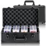 VEVOR Graded Card Storage Box, 4 Slots, Graded Sports Cards Holder Carrying Case with Key Lock Foam Dividers, for 108 PSA Graded Cards 76 BGS Cards 84 SGC Cards 388 Top Loaders or 999+ Loose Cards