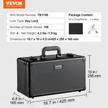 VEVOR 108 PSA Graded Card Storage Box 4 Slots Sports Card Holder Case Key Lock