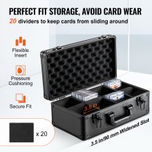 VEVOR Graded Card Storage Box, 4 Slots, Graded Sports Cards Holder Carrying Case with Key Lock Foam Dividers, for 96 PSA Graded Cards 68 BGS Cards 76 SGC Cards 348 Top Loaders or 999+ Loose Cards