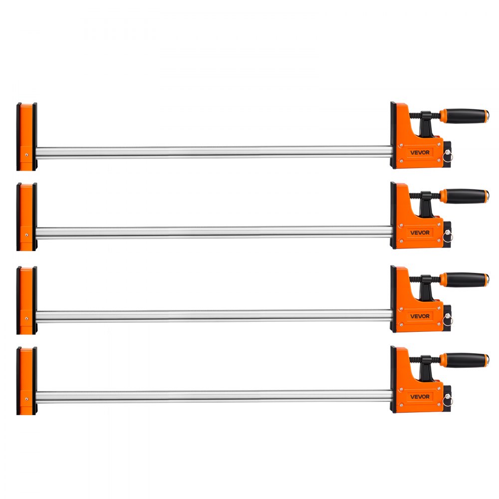 VEVOR Bar Clamps for Woodworking, 4-Pack, 91.4 cm Opening F Clamps, 680 kg Load Limit, Clamp/Spreader 2 Modes, Soft Rubber Pads, Ergonomic Handle, Carbon Steel Bar, for Wood Working and Metal Working
