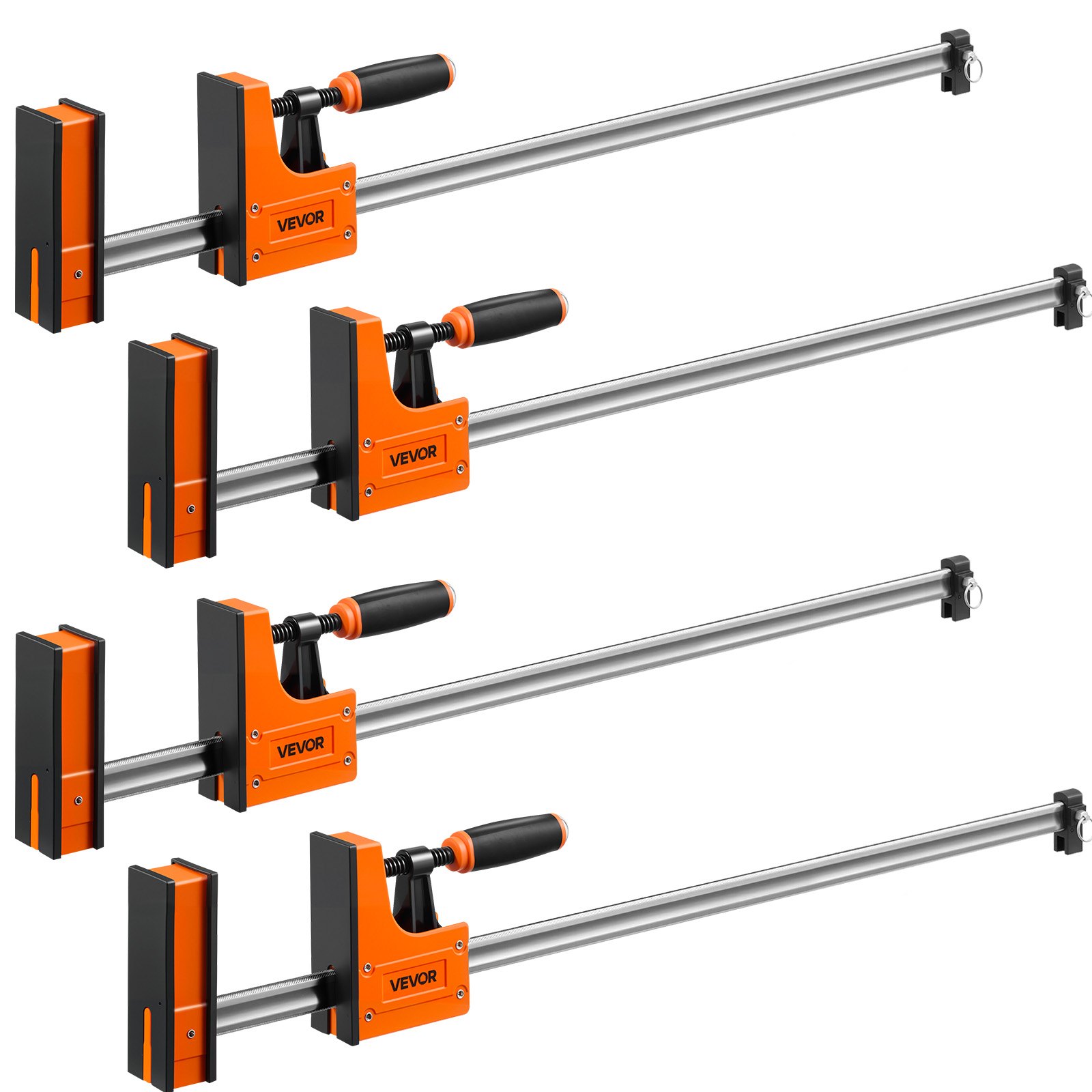 VEVOR Bar Clamps for Woodworking, 4-Pack, 91.4 cm Opening F Clamps, 680 kg Load Limit, Clamp/Spreader 2 Modes, Soft Rubber Pads, Ergonomic Handle, Carbon Steel Bar, for Wood Working and Metal Working