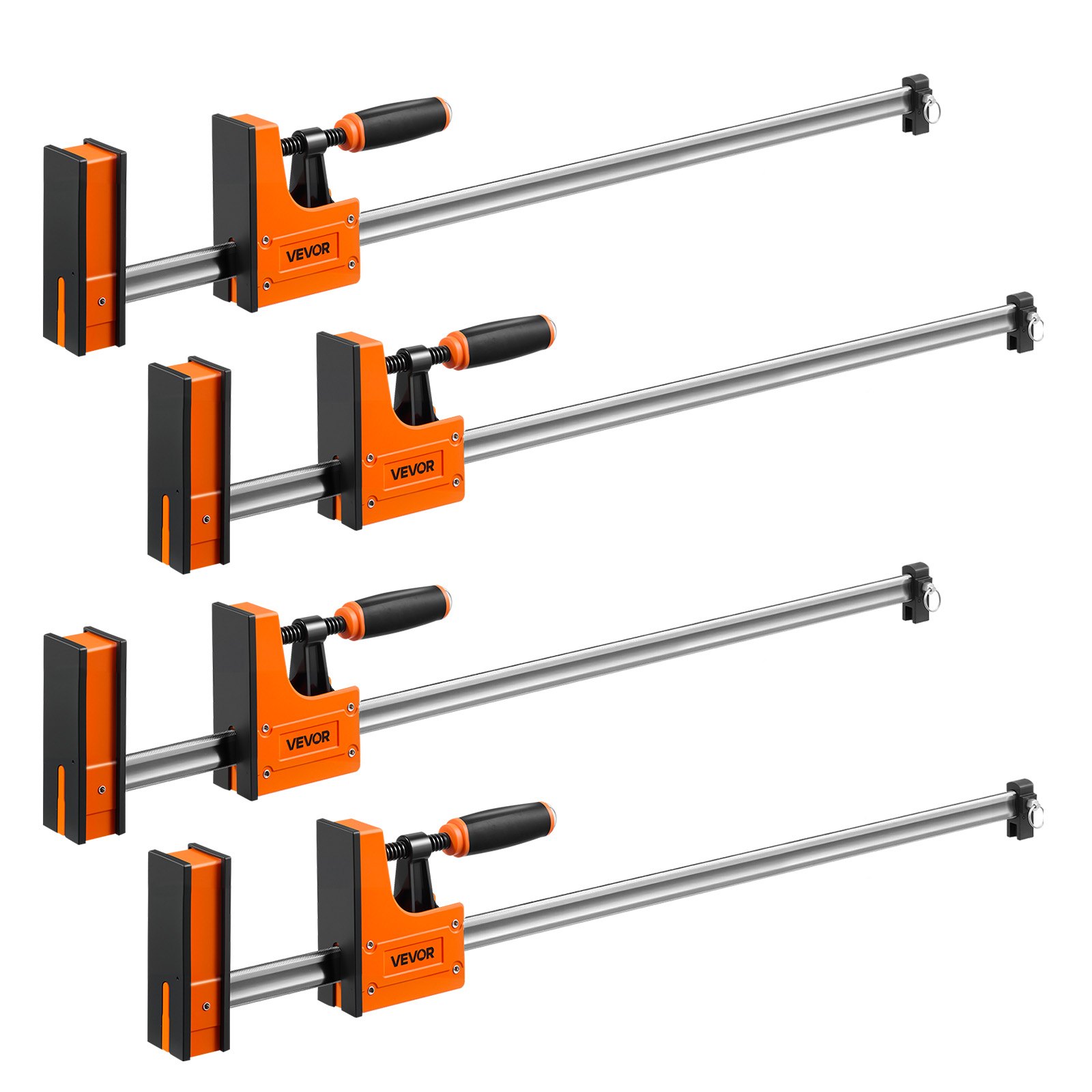 VEVOR Bar Clamps for Woodworking, 4-Pack, 91.4 cm Opening F Clamps, 680 kg Load Limit, Clamp/Spreader 2 Modes, Soft Rubber Pads, Ergonomic Handle, Carbon Steel Bar, for Wood Working and Metal Working