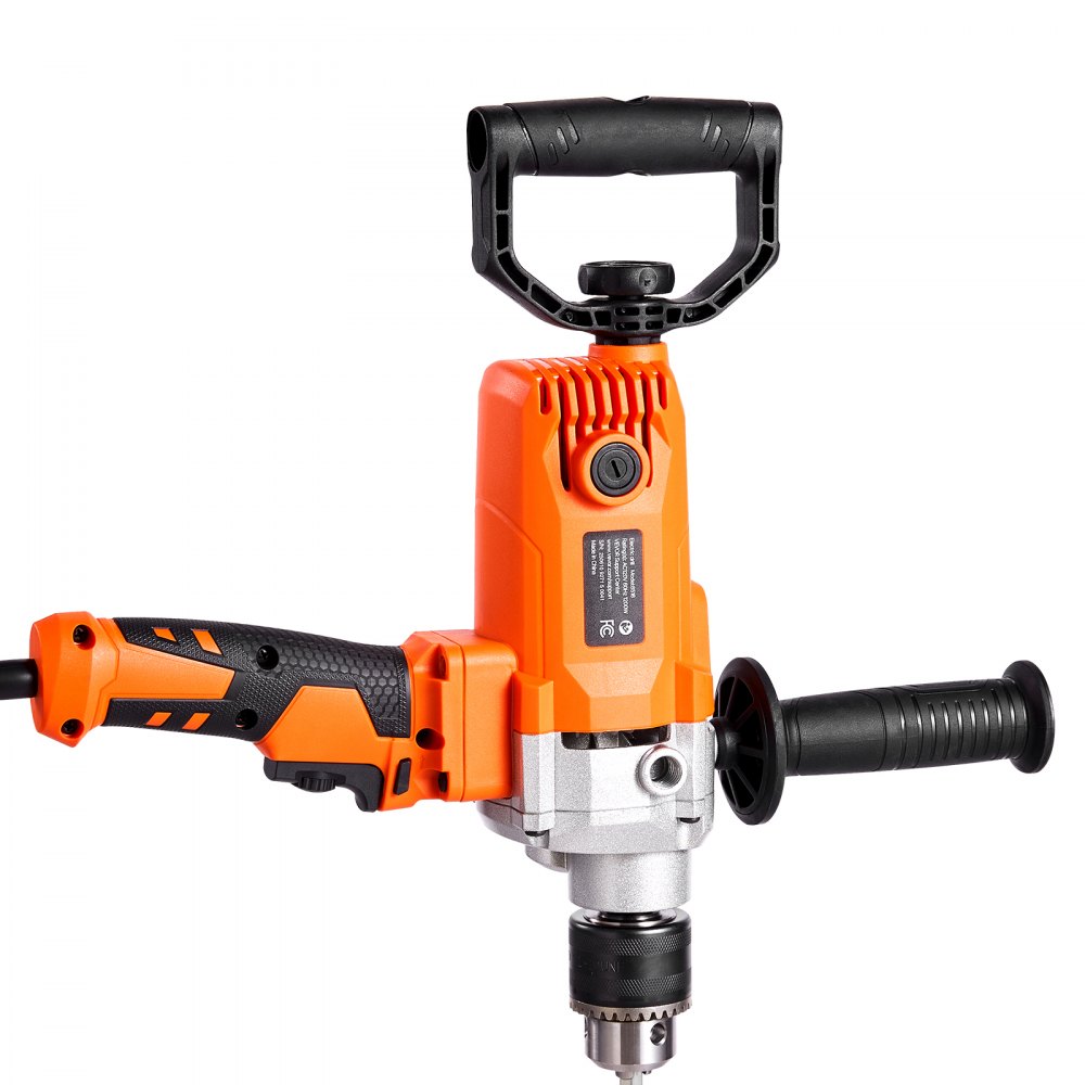 VEVOR Drill Mixer, 15.89mm Corded Electric Drill Mixer Set, 0-750RPM 3A Mixing Drills, Mixing Drills Machine with D-Handle for Drilling & Blending, Handheld Cement Mixers for Fodder, Paint, Cement