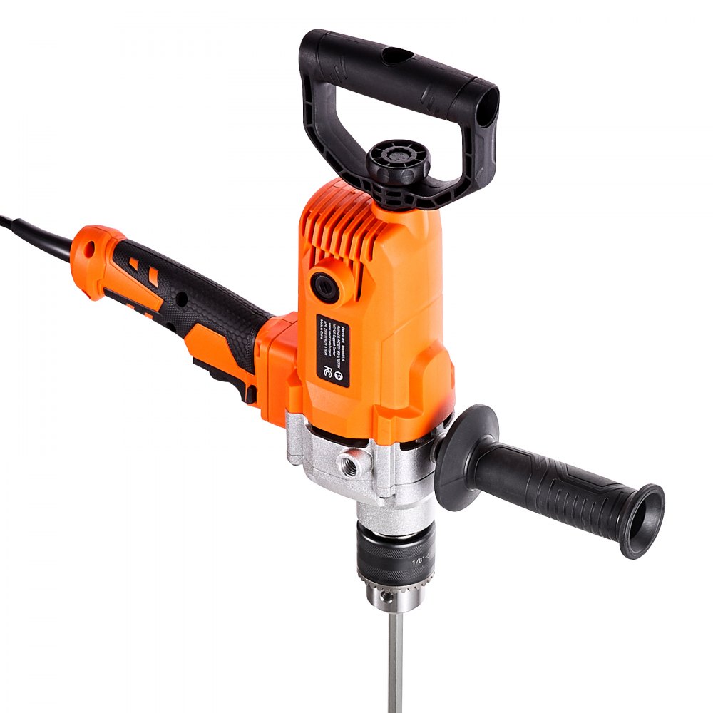 VEVOR Drill Mixer, 15.89mm Corded Electric Drill Mixer Set, 0-750RPM 3A Mixing Drills, Mixing Drills Machine with D-Handle for Drilling & Blending, Handheld Cement Mixers for Fodder, Paint, Cement