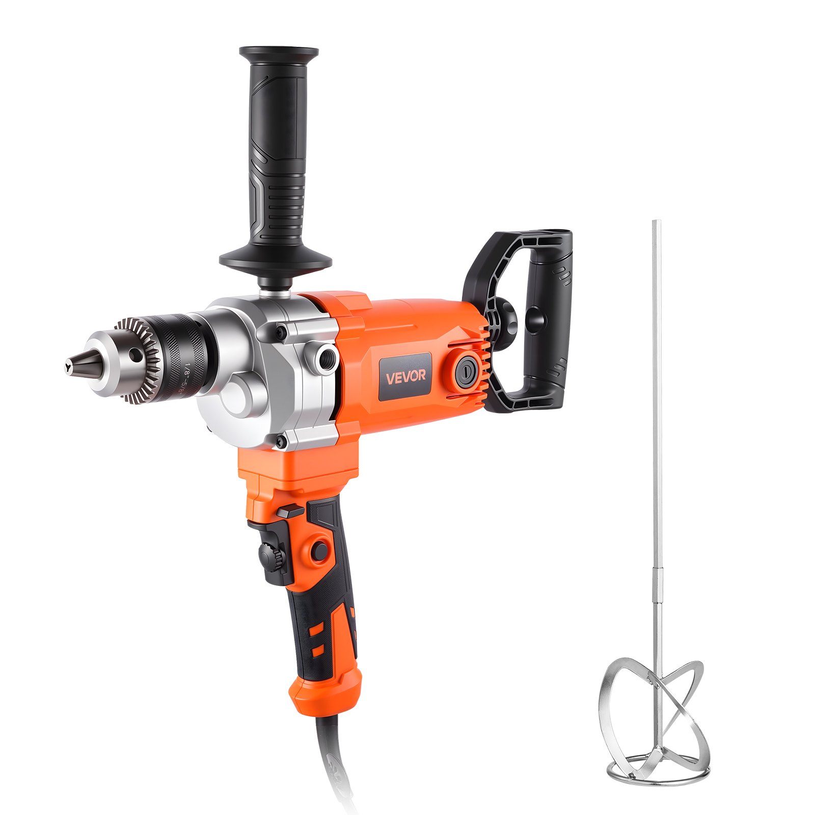 VEVOR Drill Mixer, 15.89mm Corded Electric Drill Mixer Set, 0-750RPM 3A Mixing Drills, Mixing Drills Machine with D-Handle for Drilling & Blending, Handheld Cement Mixers for Fodder, Paint, Cement