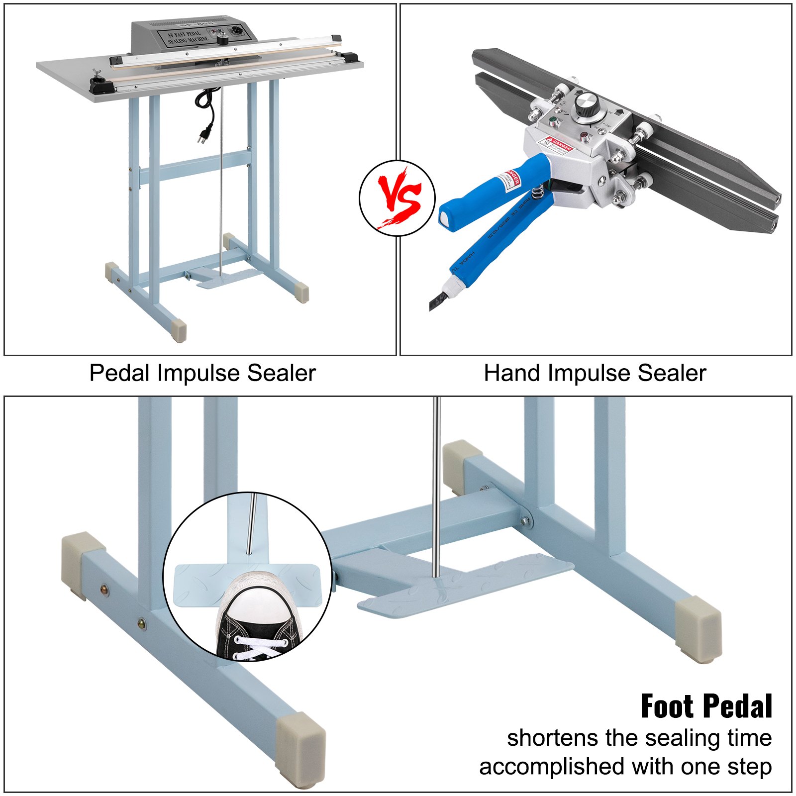 VEVOR 800mm Foot Pedal Plastic Bag Impulse Heat Sealer --3mm Sealing Width