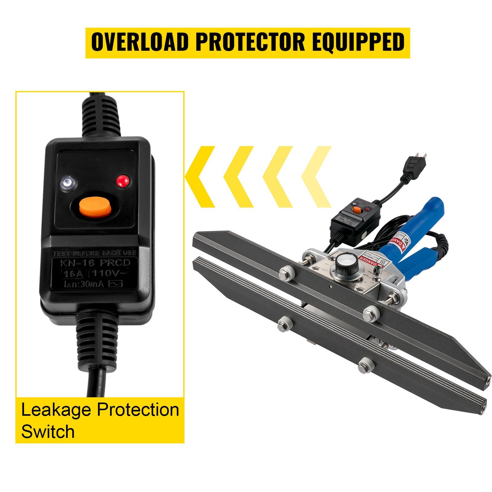 VEVOR Heat Crimp Sealer FKR-400 16\" Bag Crimper 500W/110V Portable Hand Held Heat Crimper Sealer with 0-250℃ Temperature Control For Mylar Bag,Foil Bag, Cellophane Bag, Kraft Paper Bag, BOPP Bag