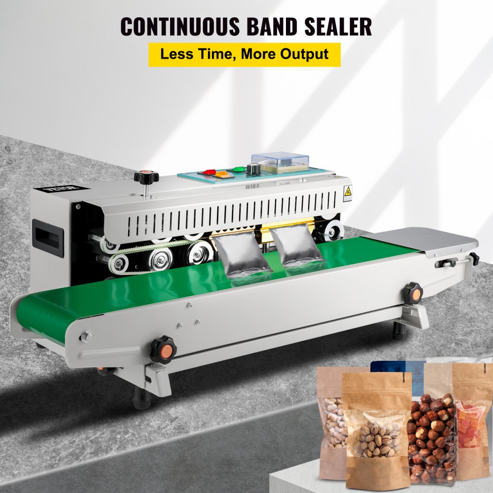 VEVOR Continuous Bag Band Sealing Machine FR900K Band Sealer Machine with  Digital Temperature Control Horizontal Bag Sealer for 0.02-0.08 mm Plastic  Bags Continuous Band Sealer w/ Printing Function