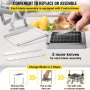 VEVOR Replacement Chopper Blade, 1/2 inch, 3 PCS French Fry Blade Assembly with 6 Extra Knives, Stainless Steel Dicer Parts and Push Block for Cutting Potatoes Carrots Onions Cucumbers Mushrooms