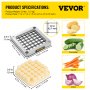 VEVOR Replacement Chopper Blade, 1/2 inch, 3 PCS French Fry Blade Assembly with 6 Extra Knives, Stainless Steel Dicer Parts and Push Block for Cutting Potatoes Carrots Onions Cucumbers Mushrooms